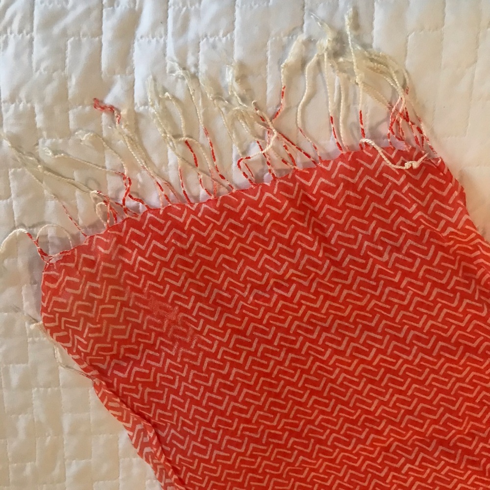 Orange & White Chevron Style Scarf